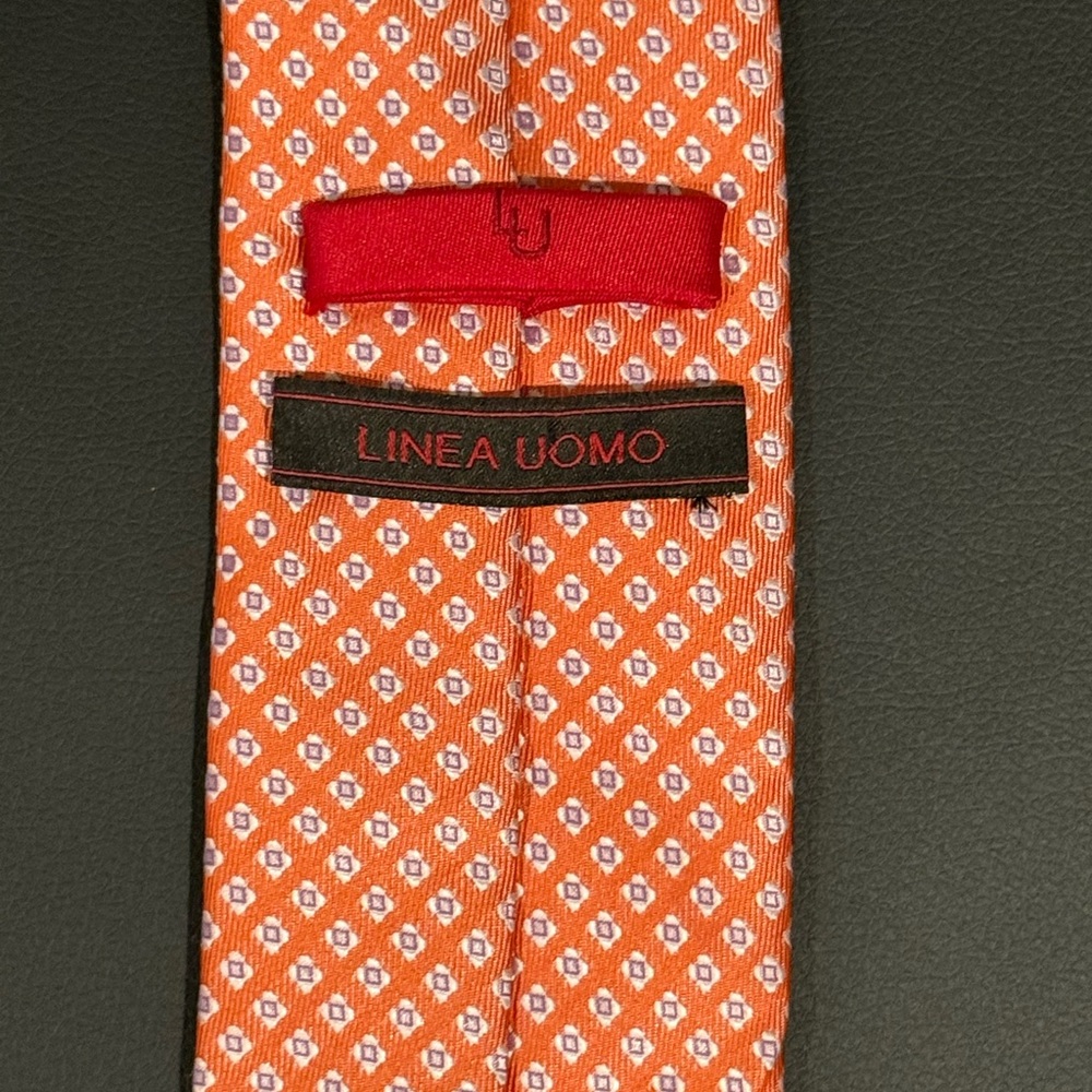 Linea Uomo Orange geometric Silk Tie